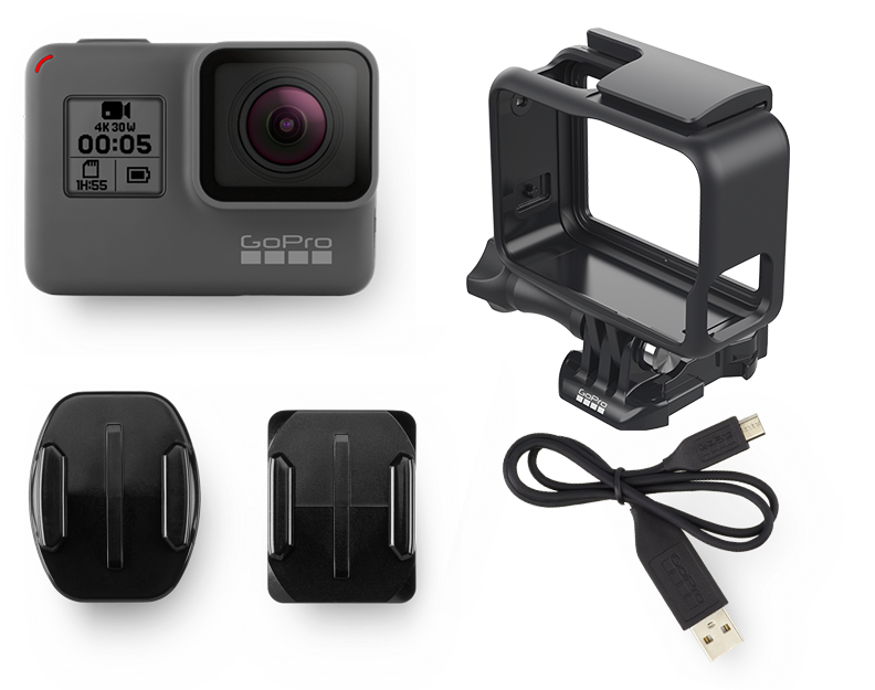 Accesorios incluidos en la caja de compra de la GoPro Hero5 Black