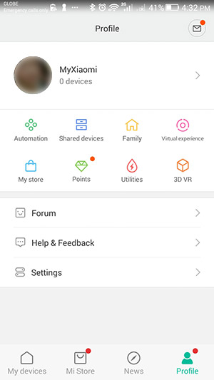 Xiaomi Mi Home app